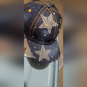 New blue Jean rhinestone adjustable baseball cap